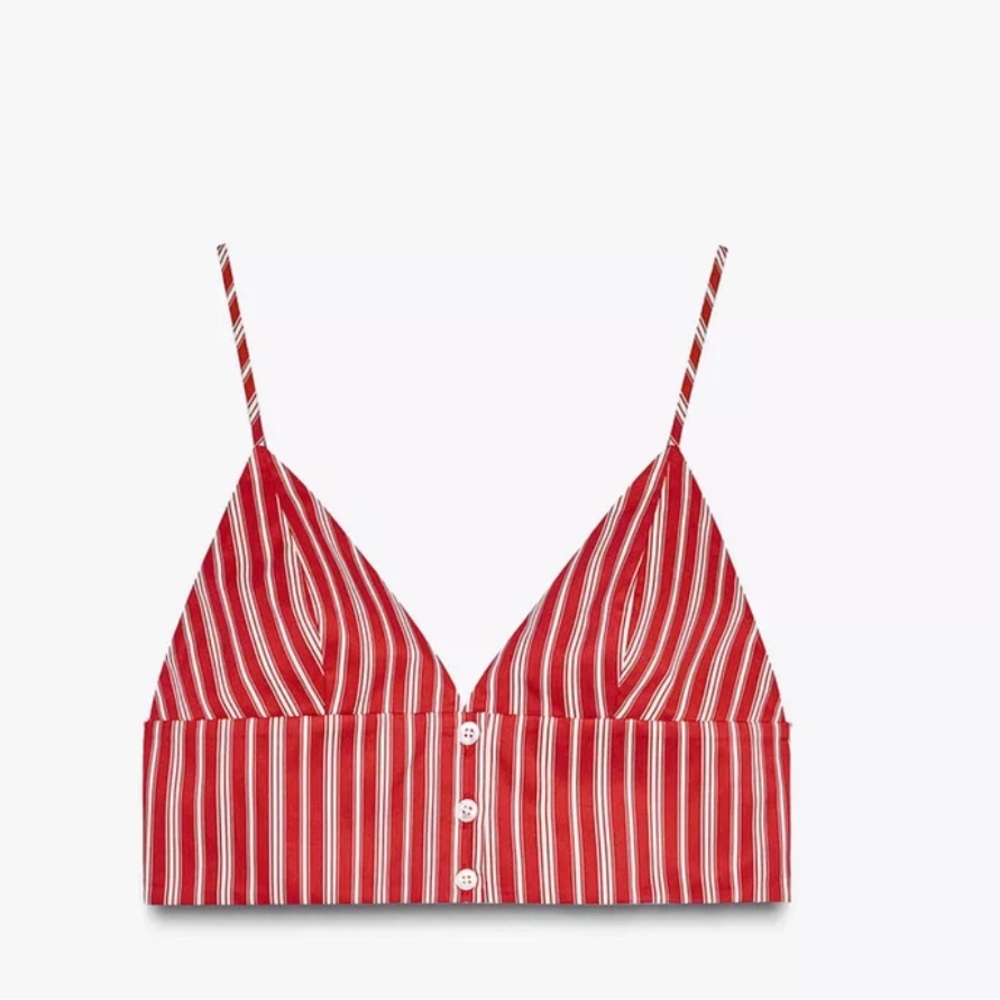 Zara Red Striped Crop Top